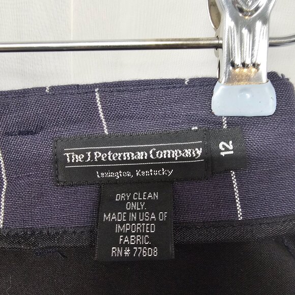 Vintage J. Peterman Blue Pinstriped Trouser Pants Straight Leg Office Casual 12 - Picture 9 of 11